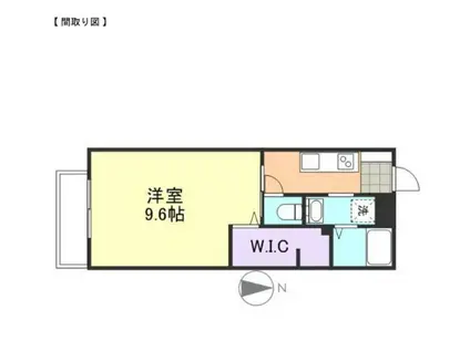 アモリーノA棟(1K/2階)の間取り写真