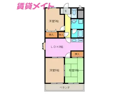 サンガーデン(3LDK/2階)の間取り写真