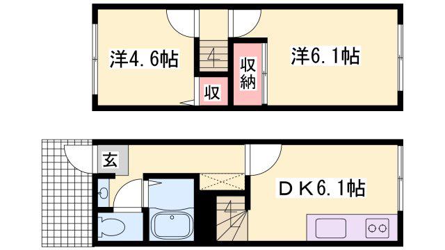 ハイツコスモス(2DK/1階)の間取り写真