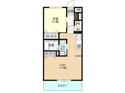 エトワールKEI(1LDK/1階)の間取り写真