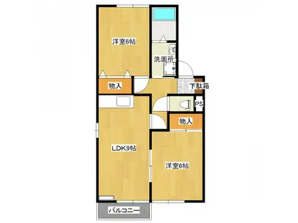 アーバンステージ壱番館(2LDK/2階)の間取り写真