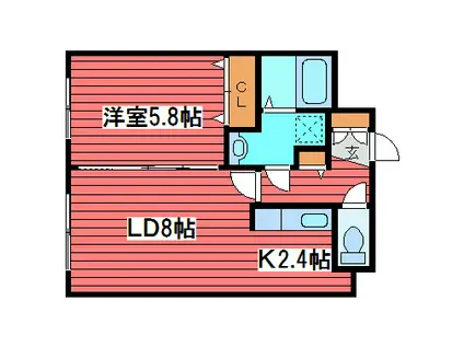 ノースパレス福住壱番館(1LDK/2階)の間取り写真