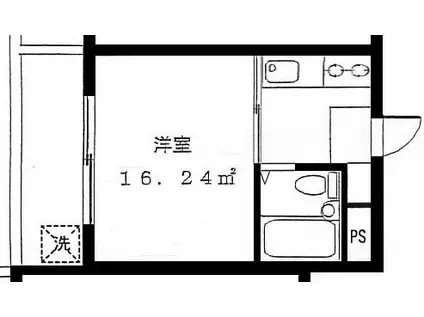ヴァンテベール(1K/2階)の間取り写真