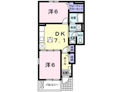 リバーサイドレジデンスB(2DK/1階)の間取り写真