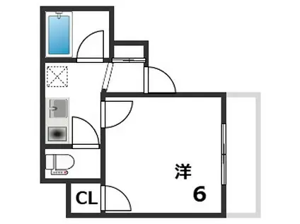 カーサ滝の茶屋(1K/3階)の間取り写真