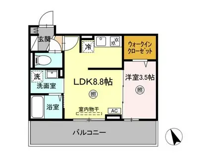 BRILLIA TWIN STAGE A棟(1LDK/2階)の間取り写真