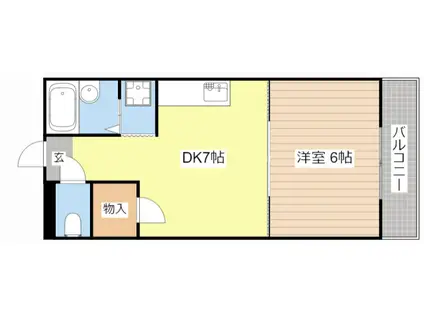 セイコーズマンション列見(1DK/3階)の間取り写真