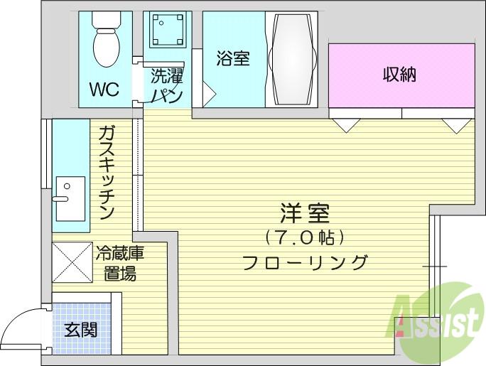 ジュネパレス(1K/4階)の間取り写真