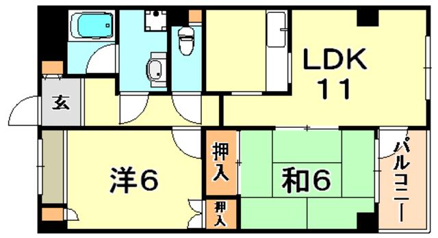 リバーコート湊川PARTII(2LDK/4階)の間取り写真
