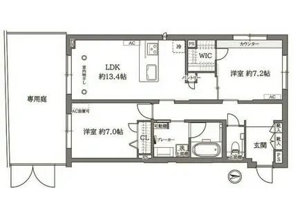 SIGNATURE07シグネチャーゼロセブン(2LDK/1階)の間取り写真