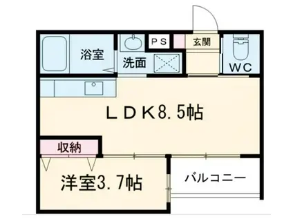 アレグリア道明寺2(1LDK/2階)の間取り写真