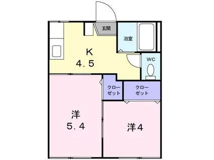 コーポ・美樹(2K/2階)の間取り写真