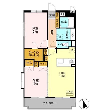 フレグランス(2LDK/2階)の間取り写真