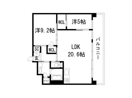 プレジオ宝塚ASIAN(2LDK/4階)の間取り写真