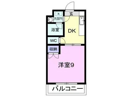 プレザントワン(1DK/1階)の間取り写真