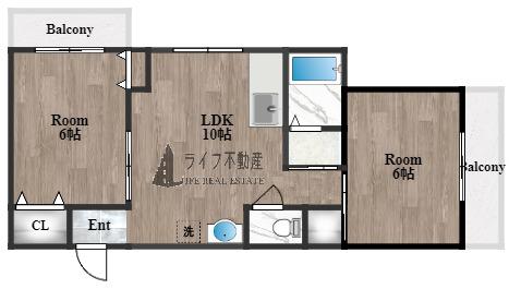 シャトー西村(2LDK/2階)の間取り写真