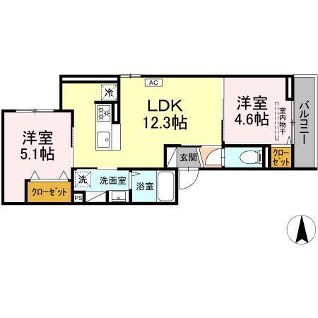 CIRLMER湘南(2LDK/2階)の間取り写真
