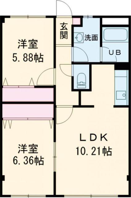 レジデンスKOUEI(2LDK/3階)の間取り写真
