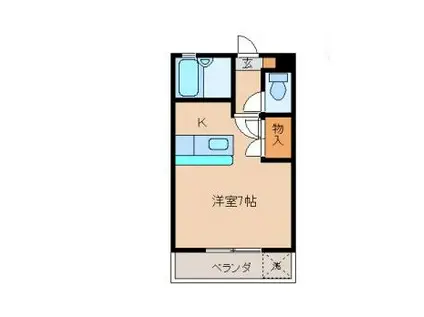 エレガンス木花II(ワンルーム/1階)の間取り写真