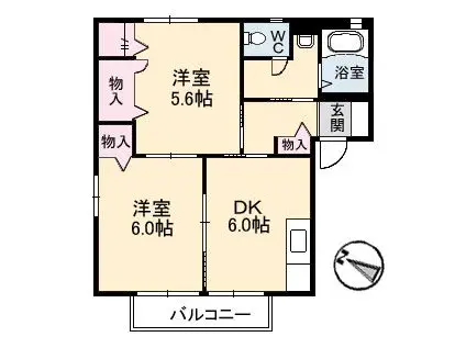 モデラート(2DK/1階)の間取り写真