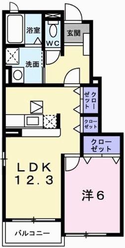 ベル アンジュII(1LDK/1階)の間取り写真