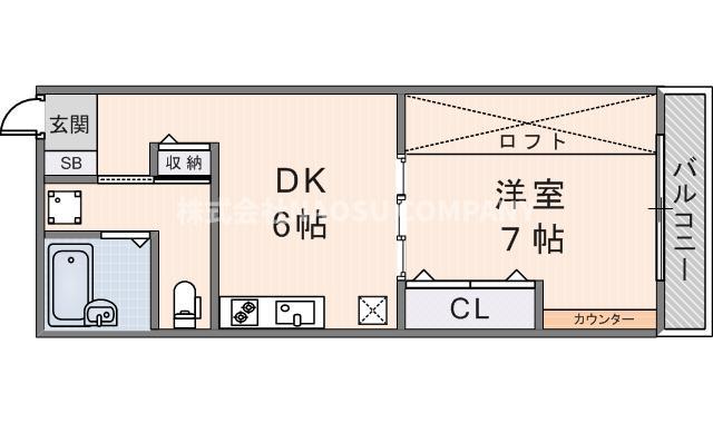 グリーンハイツ英田(1DK/3階)の間取り写真