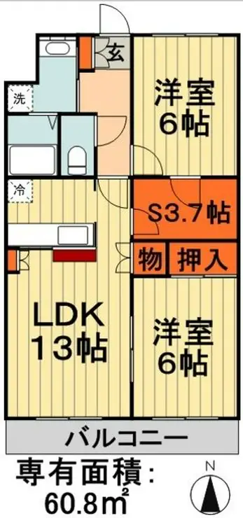 リバーストーンC 2階階 間取り