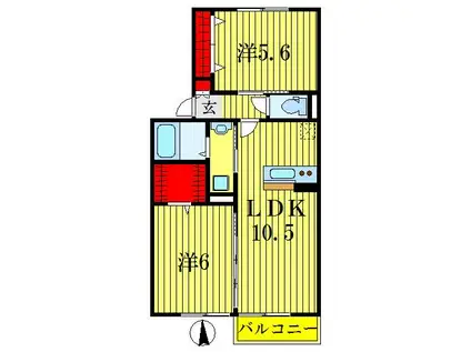 ヴァンヴェール(2LDK/2階)の間取り写真