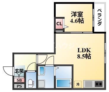 メゾンみけ(1LDK/1階)の間取り写真