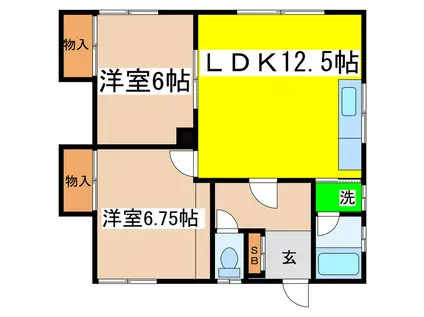 カネ山ハイツB(2LDK/2階)の間取り写真