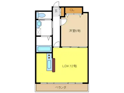 CALM HARA(1LDK/3階)の間取り写真