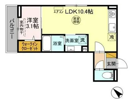 ウィン ヴェール21(1LDK/2階)の間取り写真