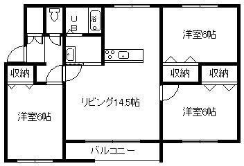 サンセット(3LDK/2階)の間取り写真