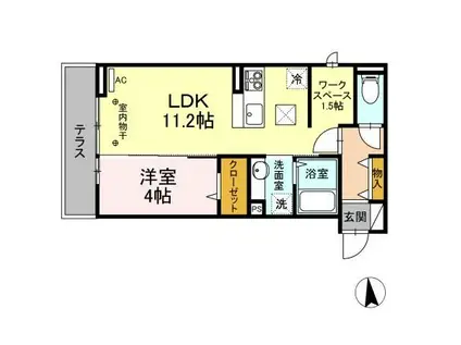 フォーチューン(1SLDK/1階)の間取り写真