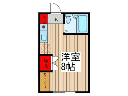 クリスタルハウス(ワンルーム/2階)の間取り写真