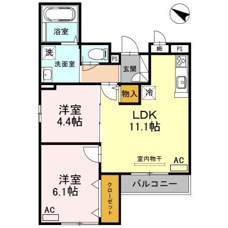 AUDREY(2LDK/3階)の間取り写真