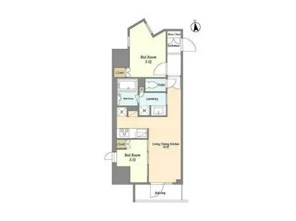 ラサンテ上野(2LDK/12階)の間取り写真