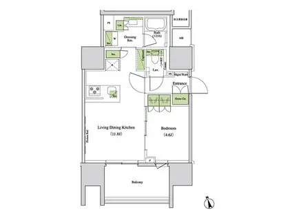 ザ・パークハビオ北千住(1LDK/6階)の間取り写真