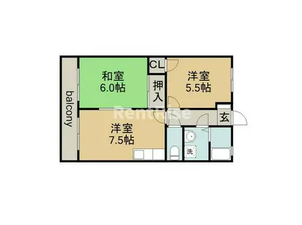 プロスパ六番街(2DK/2階)の間取り写真