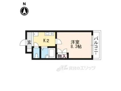 ワイズレジデンス南草津(1K/3階)の間取り写真