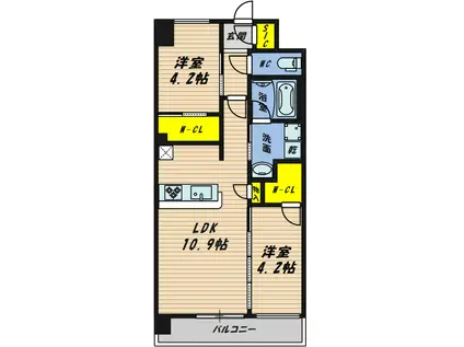 スプランディッド城東関目(2LDK/8階)の間取り写真