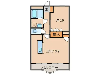 パロ・アルトA棟(1LDK/1階)の間取り写真