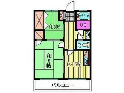 弥生マンション(2DK/4階)の間取り写真