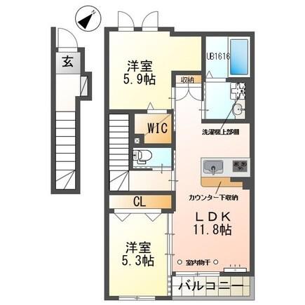 カーサ ESII(2LDK/2階)の間取り写真