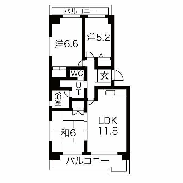 ブライトンビラ(3LDK/3階)の間取り写真