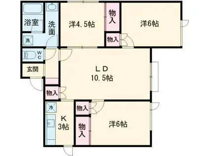 レスタシオン元町 壱弐参四番館(3LDK/1階)の間取り写真