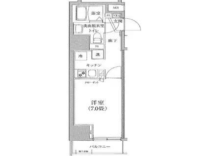 アイルプレミアム千駄木(1K/6階)の間取り写真