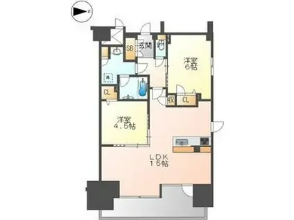 プレサンスロジェ葵(2LDK/13階)の間取り写真