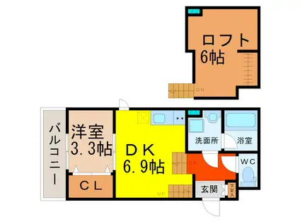 FAMILY STAGE道徳 I(1DK/1階)の間取り写真