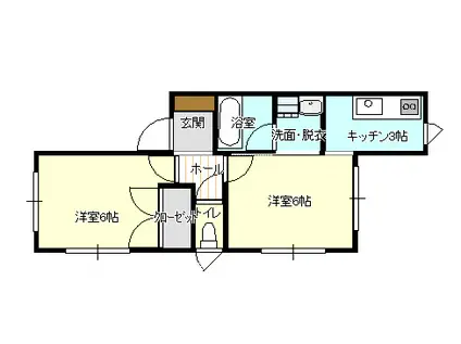 パレス光栄(2K/2階)の間取り写真